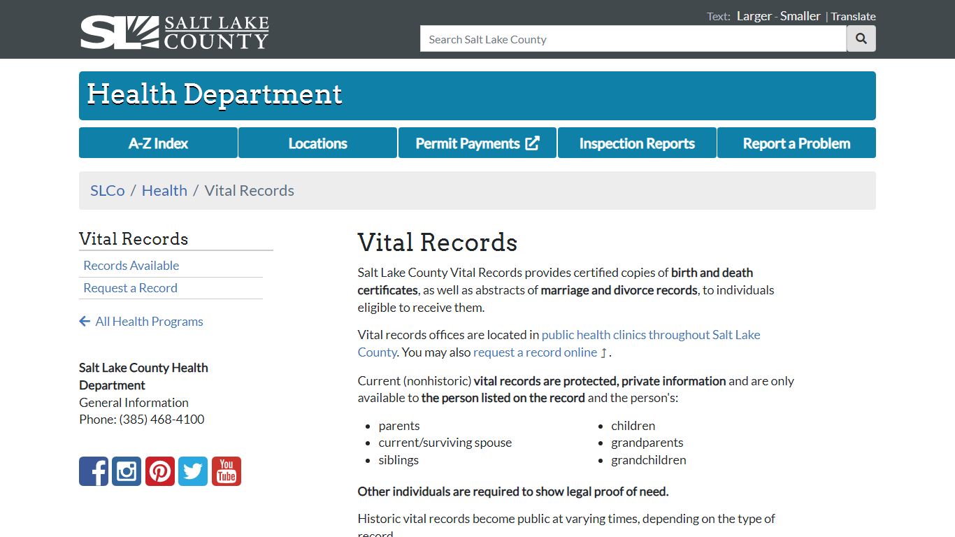 Vital Records - Health Department - Salt Lake County, Utah