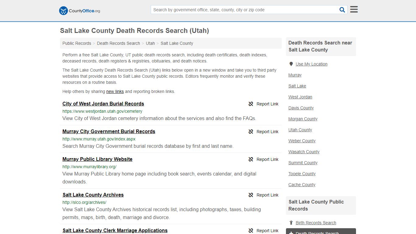 Death Records Search - Salt Lake County, UT (Death ...