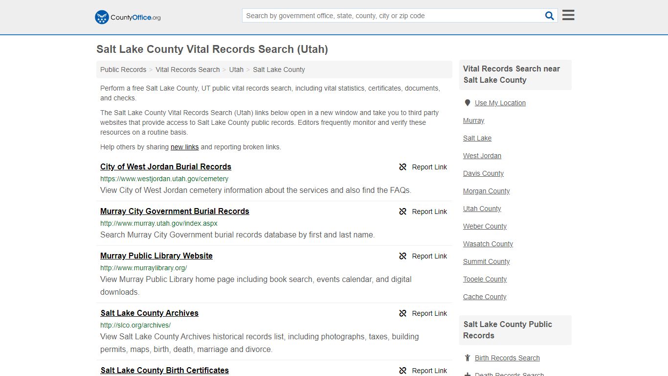 Vital Records Search - Salt Lake County, UT (Birth, Death ...